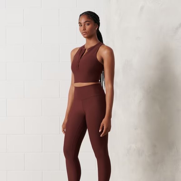 Abercrombie YPB sculptLUX Curve Love Henley Slim Tank in Cocoa - Picture 1 of 6